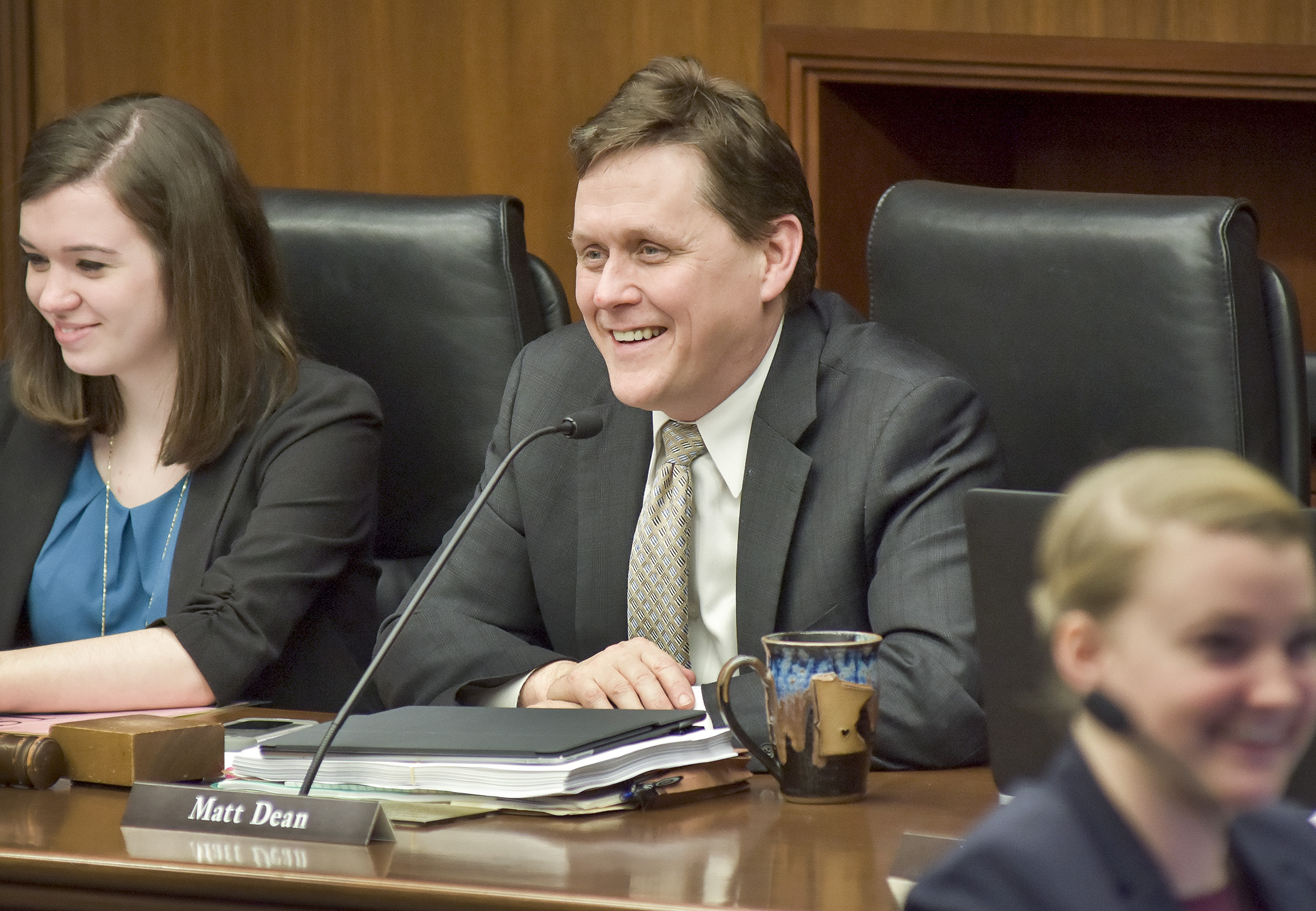 Rep. Matt Dean, chair of the House Health and Human Services Finance Committee, comments as the committee takes public testimony on its omnibus bill March 28. Photo by Andrew VonBank